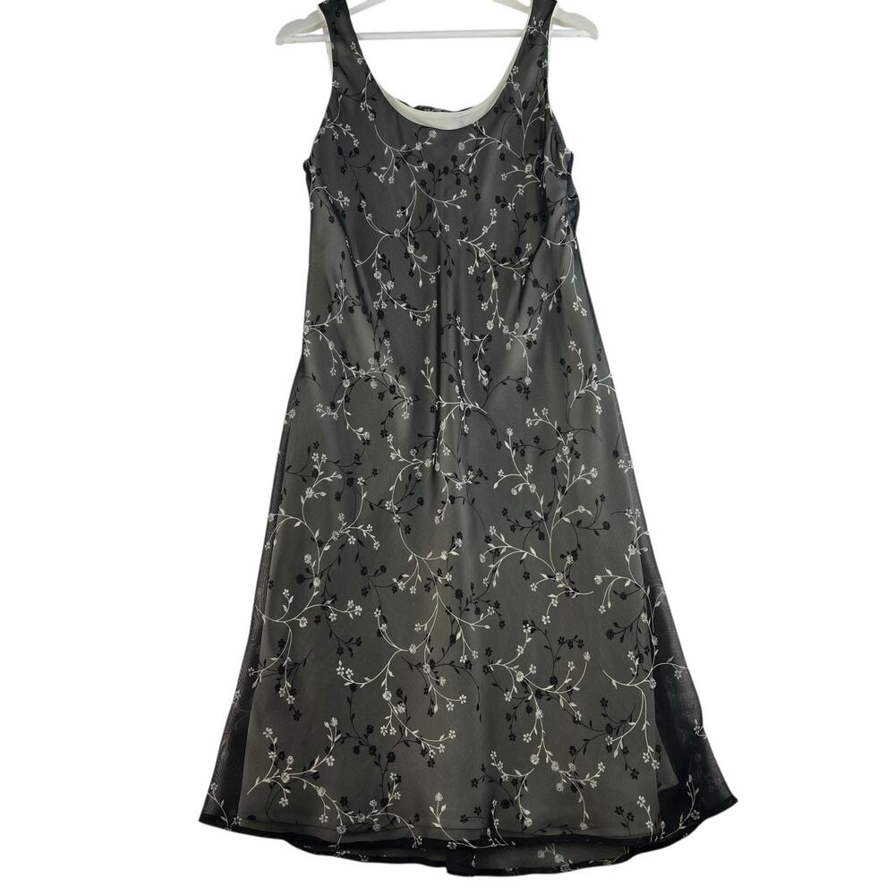 Liz Claiborne Black and White Floral Midi Dress